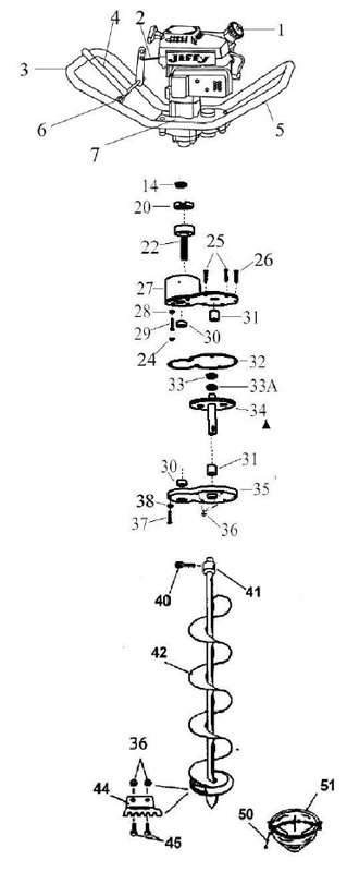 Jiffy 70 Series With Tecumseh Engines Ice Auger Parts